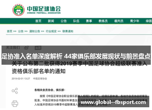 足协准入名单深度解析 44家俱乐部发展现状与前景盘点